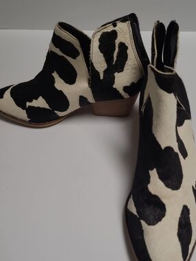 Boutique by Corkys Cow Print Black and White Ankle Boots - Women’s Booties